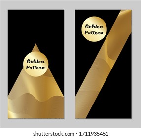 Golden and Black Covers with Form. Two Dark Vertical Covers with Gold Background.