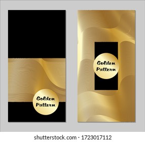 Golden and Black Covers with Form. Two Dark Vertical Covers with Gold Background.