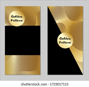 Golden and Black Covers with Form. Two Dark Vertical Covers with Gold Background.