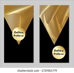 Golden and Black Covers with Form. Two Dark Vertical Covers with Gold Background.
