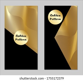 Golden and Black Covers with Form. Two Dark Vertical Covers with Gold Background.