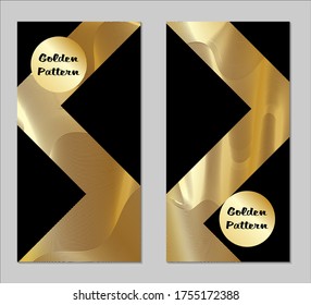 Golden and Black Covers with Form. Two Dark Vertical Covers with Gold Background.