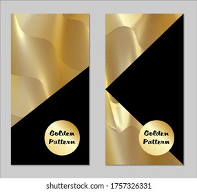 Golden und Black Covers mit Form. Zwei dunkle Vertikalabdeckungen mit goldenem Hintergrund.