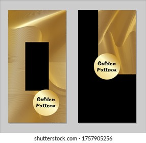 Golden and Black Covers with Form. Two Dark Vertical Covers with Gold Background.