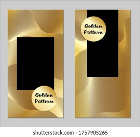 Golden and Black Covers with Form. Two Dark Vertical Covers with Gold Background.