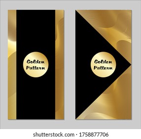 Golden und Black Covers mit Form. Zwei dunkle Vertikalabdeckungen mit goldenem Hintergrund.