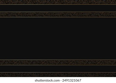 Golden black frame. Luxury black and bronze glitter background. Sparkling dark frame with copy space. Yellow and black stripes. Golden shining lined texture.