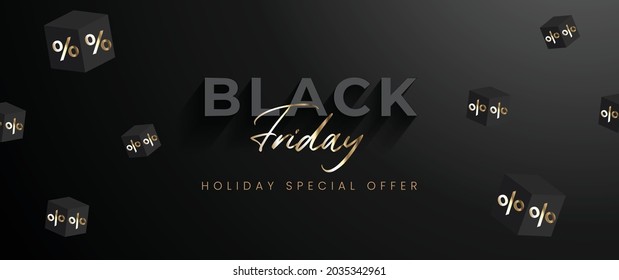 Golden Black Friday Banner and Background
