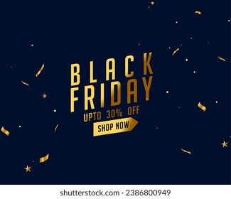 golden black friday holiday sale offer background with confetti decor vector
