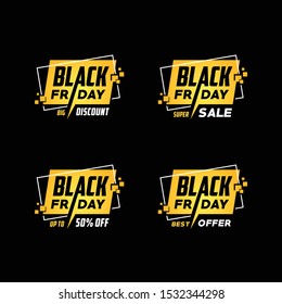Golden Black Friday Logo, Discount Sale Promo Sticker Gold Label 