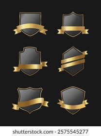 Golden and black luxury badge blank labels collection,. Retro vintage heraldic shield badge design