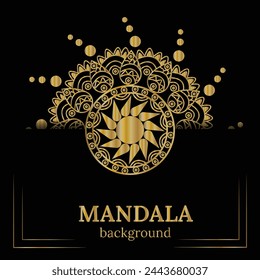 Golden and black  mandala design template