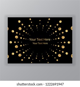 Golden black round dynamics dotes elegant background, modern design style, page template for web and print, posters and banners Art deco and Art nuvo style.