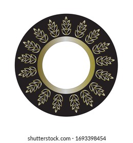 Golden and black round stripes frame isolated on white background