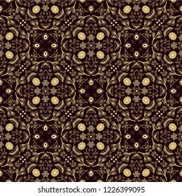 Golden - black seamless ornamental texture