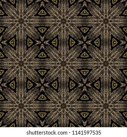 Golden - black seamless ornamental vector texture