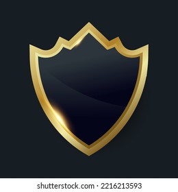Golden black shield protection emblem vector template