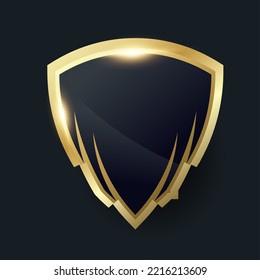Golden black shield protection emblem vector template