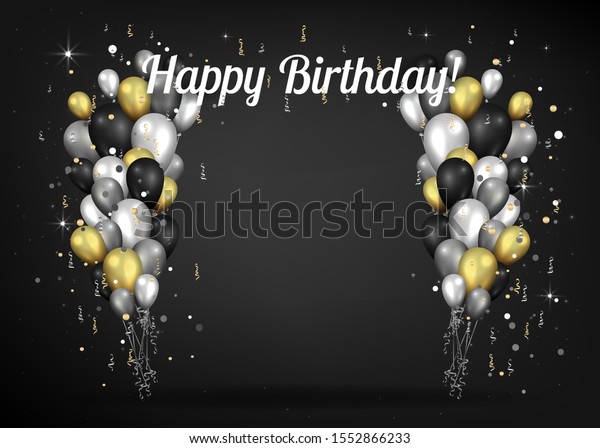 Golden Black Silver Elegant Happy Birthday Stock Vector (Royalty Free ...