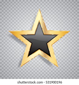 golden black star with transparent shadow, commercial success icon