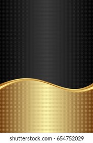 Golden And Black Textured Background With Wavy Divider
