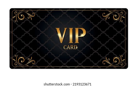 Golden black VIP card with a monogram. Vector illustration