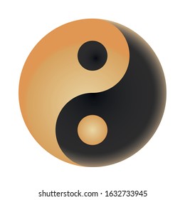 Golden and black Yin Yang symbol. Decorative Yin Yang sign. Balance concept. Vector illustration isolated on white background