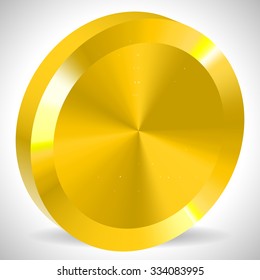 Golden blank 3d metallic coin with conical / gradient mesh fill