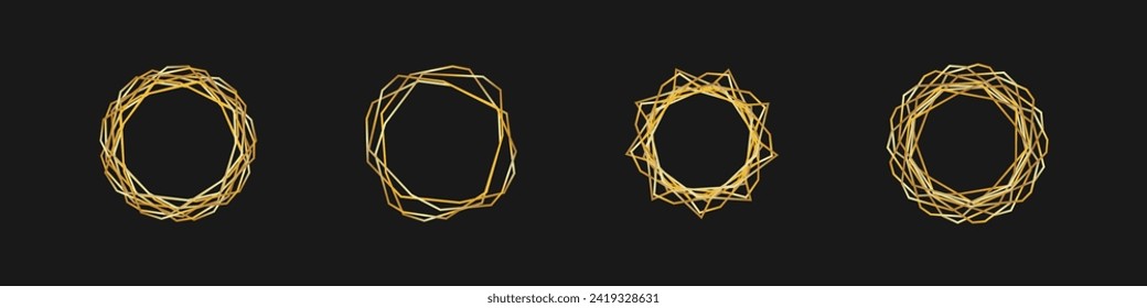 Juego de marcos en blanco dorado. Marcos dorados para un diseño de lujo.