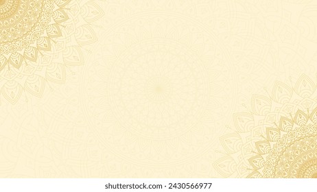 Golden Blank Horizontal Vector Background with Intricate Ornamental Mandala Design
