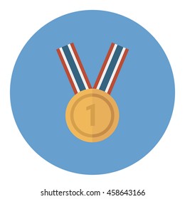 Golden Blank Medal Award with Ribbon for Games. Achievement Icon. Vector illustration.