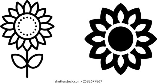 Golden Blooms: Sunflower Vector Icon Set