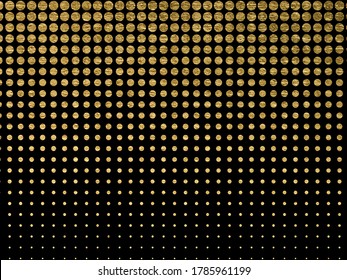 Boutons d'or Arrière-plan Grunge urbain. Texture Image Vectorielle. La poussière recouvre le grain de détresse. Éclaboussures de peinture d'or, sales, affiche de votre design. Illustration du dessin à la main