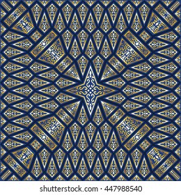golden and blue asian style pattern