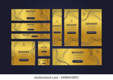 Golden and blue banners design with CTA buttons: Read more.