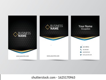 Golden And Blue Business Card. Visiting Card Template Two Sides
