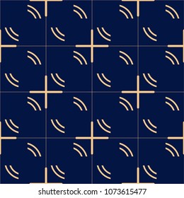 Golden blue geometric ornament. Seamless pattern for web, textile and wallpapers