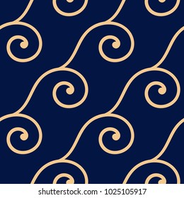 Golden blue geometric seamless pattern for web, textile and wallpapers