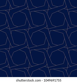 Golden blue geometric seamless pattern for web, textile and wallpapers