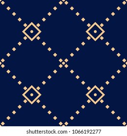 Golden blue geometric seamless pattern for web, textile and wallpapers