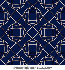 Golden blue geometric seamless pattern for web, textile and wallpapers