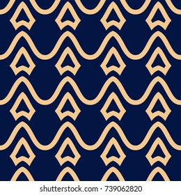 Golden blue geometric seamless pattern for web, textile and wallpapers