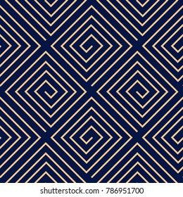 Golden blue geometric seamless pattern