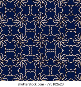 Golden blue geometric seamless pattern for web, textile and wallpapers