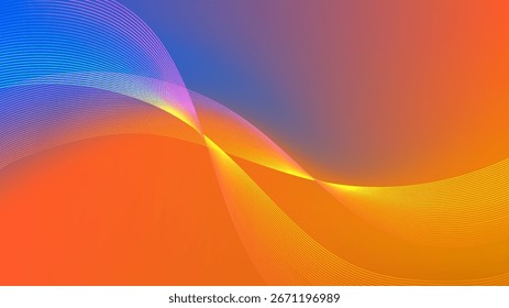 Fondo abstracto de malla degradada dorada y azul con líneas onduladas agradable para el Fondo de pantalla o el Anuncio