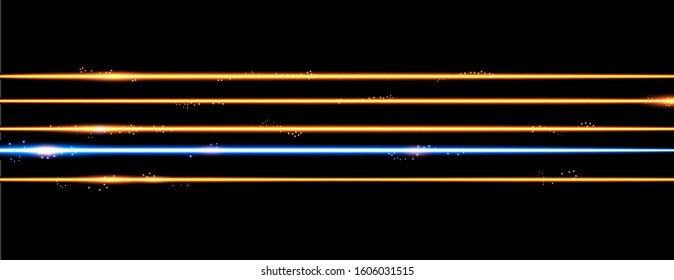 Golden and blue magic wave. Gold trail isolated on transparent background. Luminescent blue wave with bright bokeh and sparkles