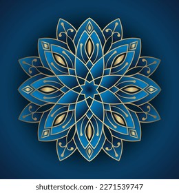 golden and blue mandala ornament