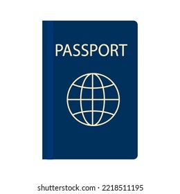 Golden blue passport. Document symbol. Tourism concept. Vector illustration. stock image. 