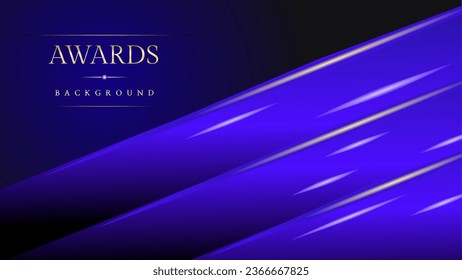 Golden blue purple award background. Jubilee night decorative invitation. Modern template luxury premium corporate abstract design. Template trophy banner certificate. Vector illustration.