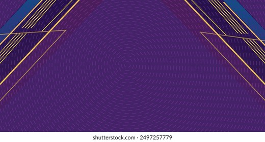 Golden Blue Purple Award Background. Jubilee Night Decorative Invitation. Trophy on Stage platform with spotlight. Wedding Entertainment Hollywood Bollywood Night. Elegant Luxury Steps Floor.